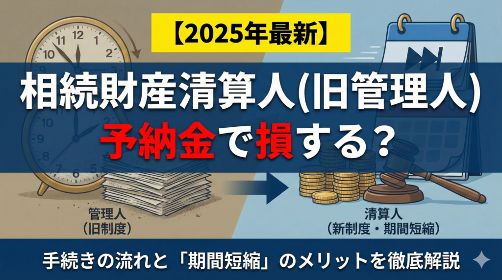 【2025年最新】相続財産清算人（旧管理人）は予納金で損する？手続きの流れと「期間短縮」のメリットを徹底解説
