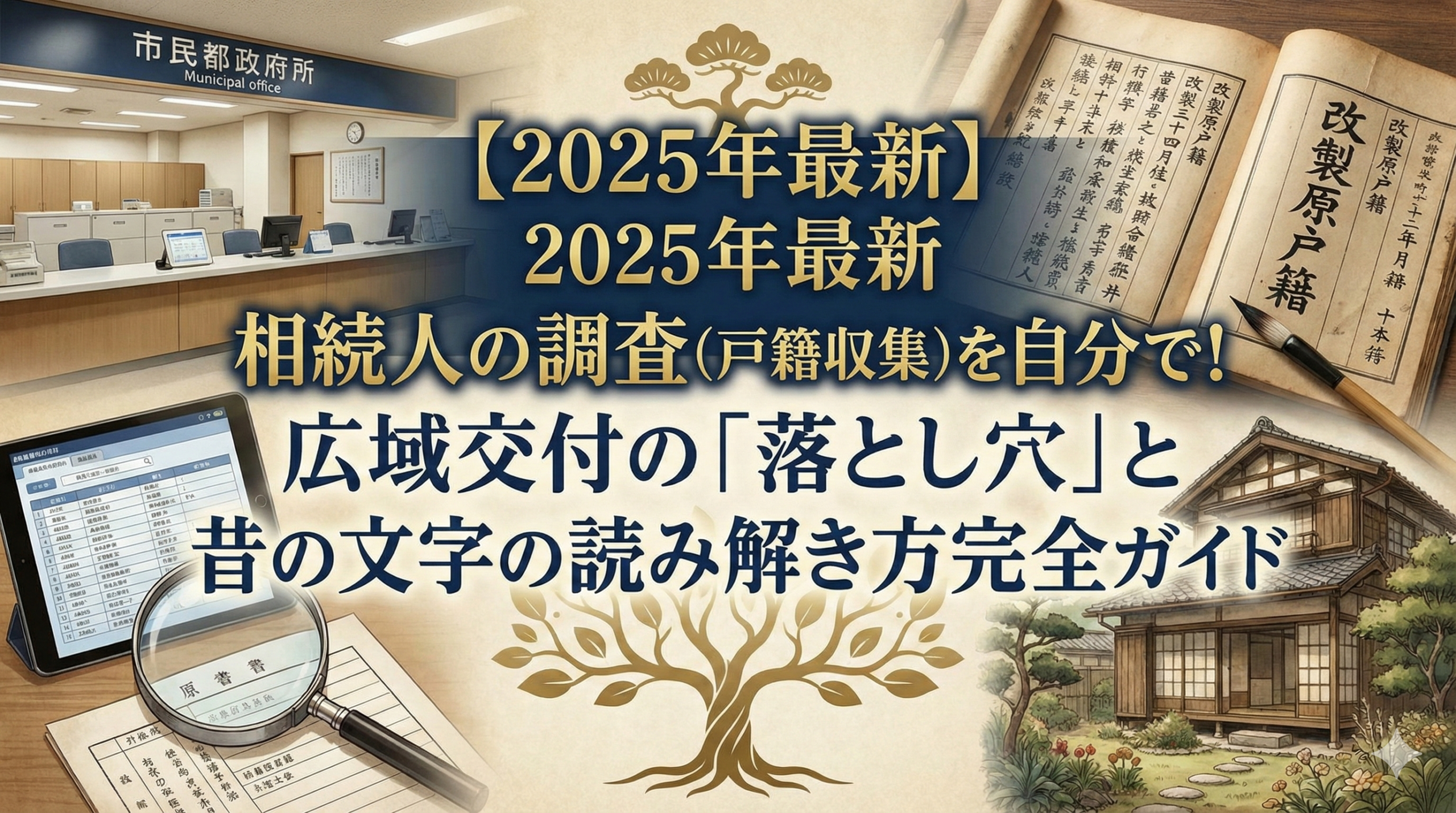 【2025年最新】相続人の調査（戸籍収集）を自分で！広域交付の「落とし穴」と昔の文字の読み解き方完全ガイド