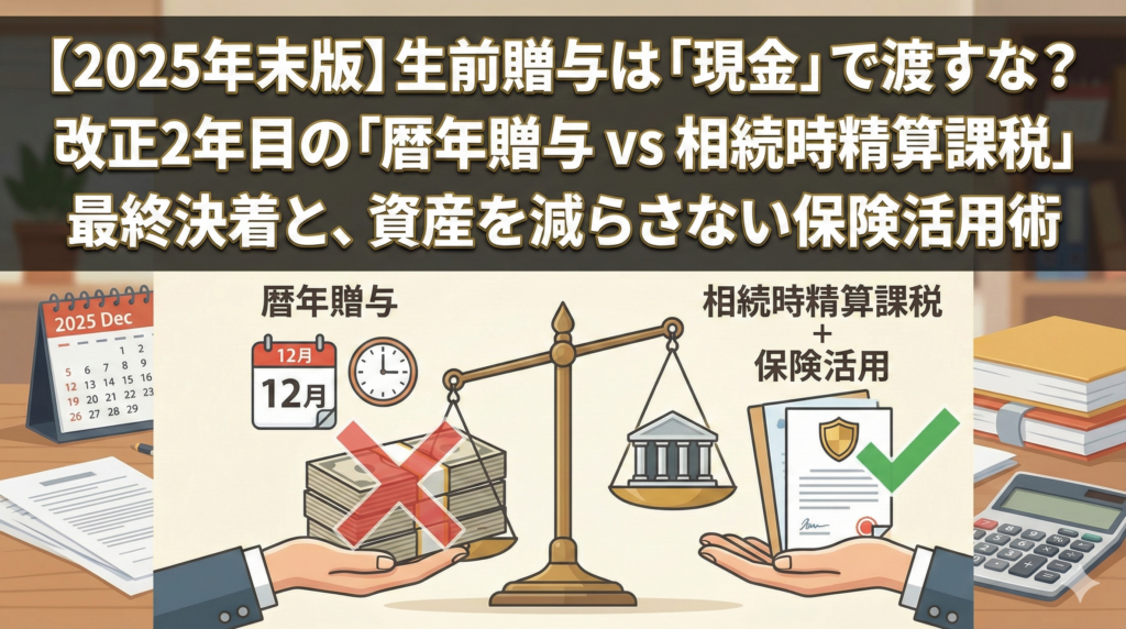 【2025年末版】生前贈与は「現金」で渡すな？改正2年目の「暦年 vs 精算課税」最適解と保険活用術