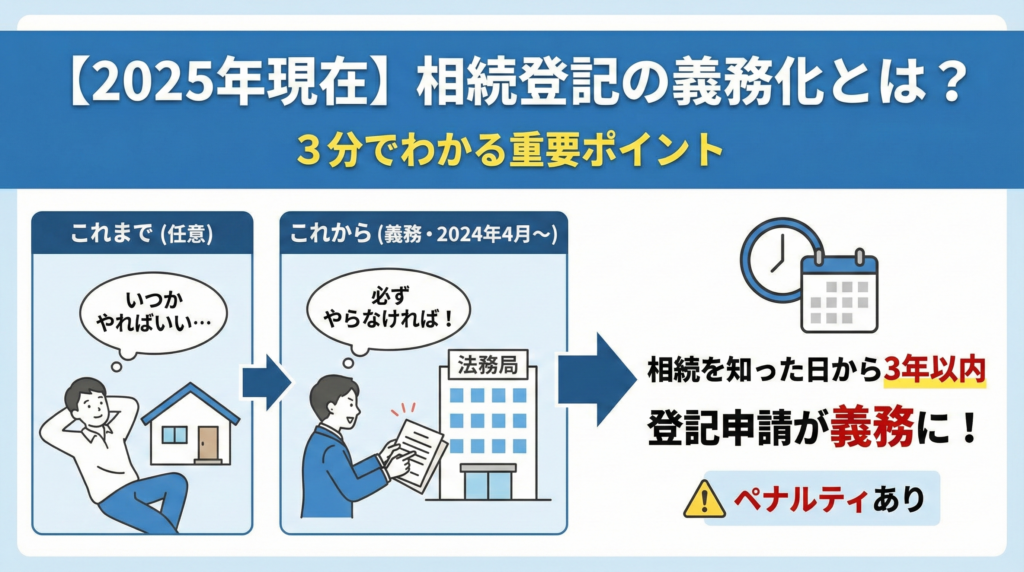 【2025年現在】相続登記の義務化とは?3分でわかる重要ポイント