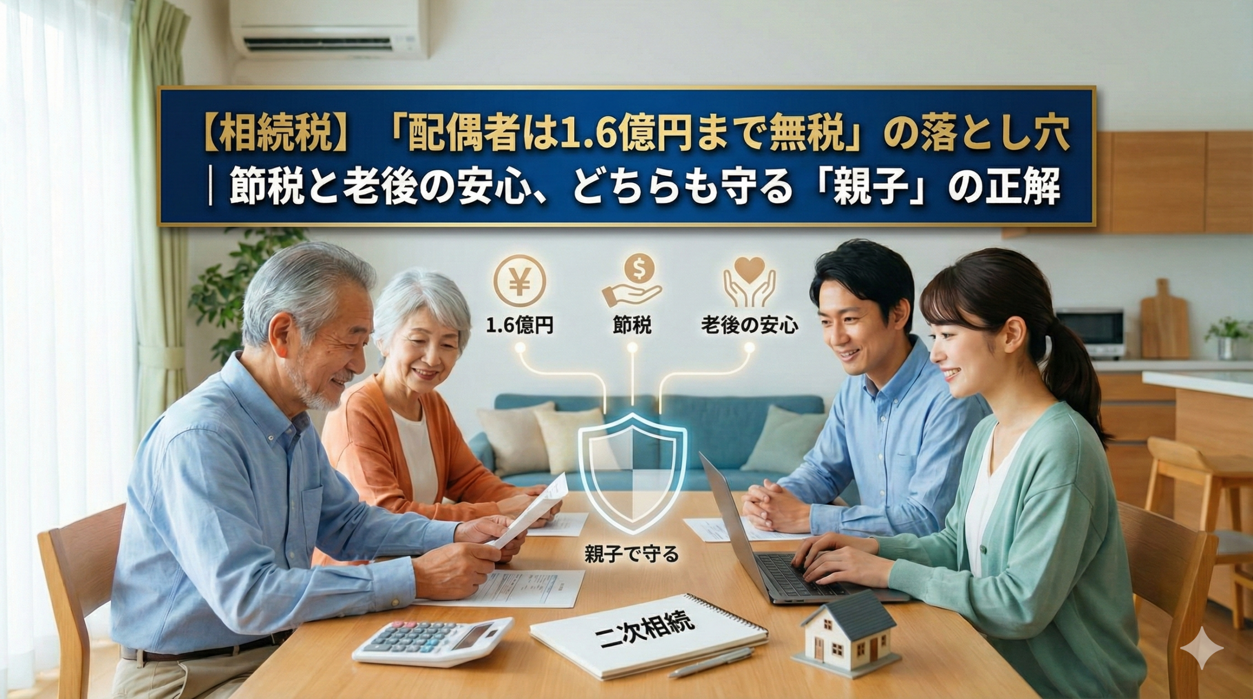 【相続税】「配偶者は1.6億円まで無税」の落とし穴|節税と老後の安心、どちらも守る「親子」の正解