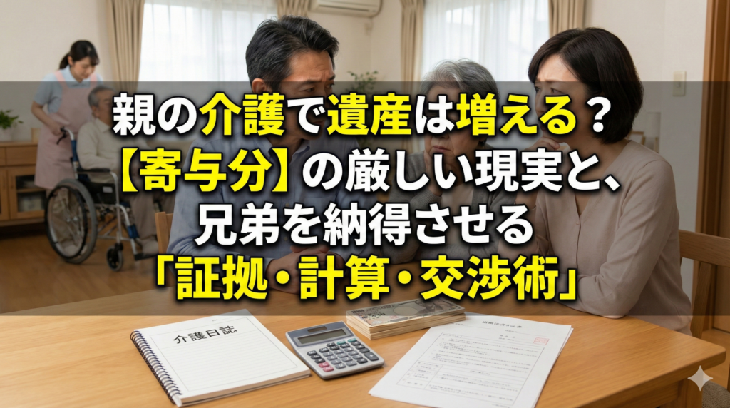 親の介護で遺産は増える？【寄与分】の厳しい現実と、兄弟を納得させる「証拠・計算・交渉術」