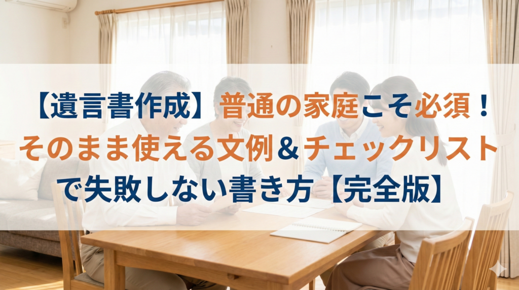 【遺言書作成】普通の家庭こそ必須！そのまま使える文例＆チェックリストで失敗しない書き方【完全版】