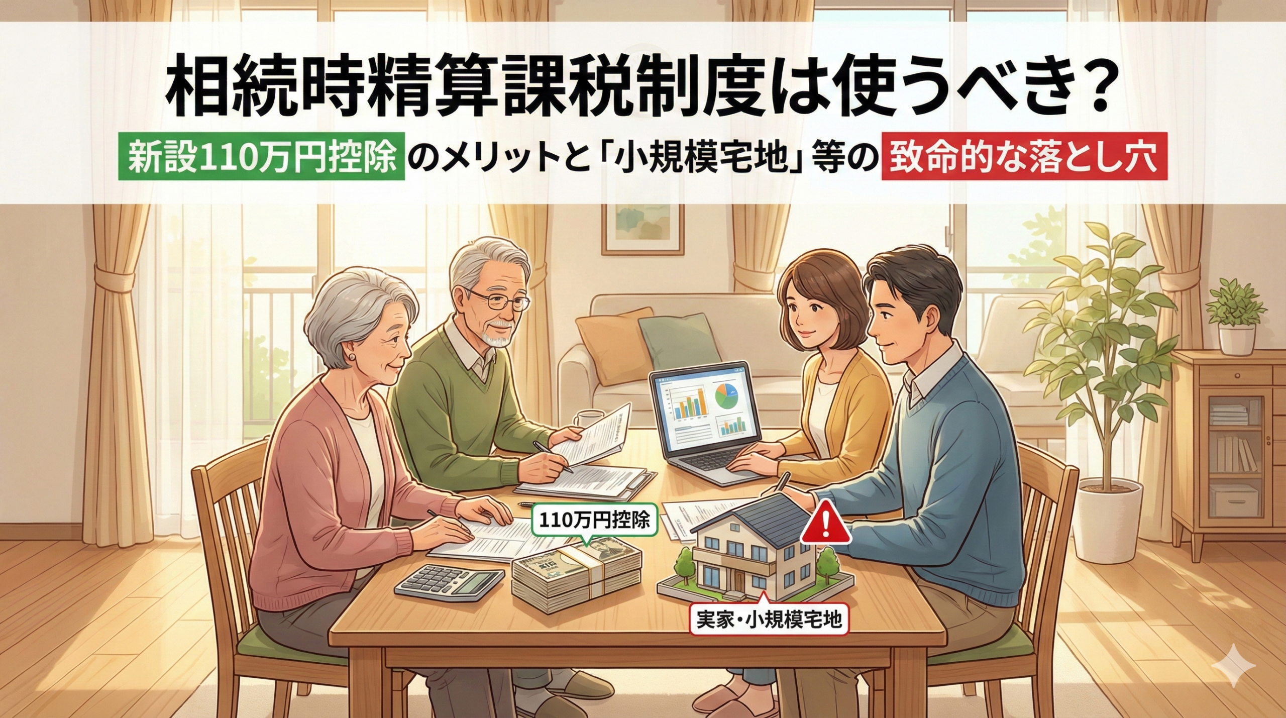 相続時精算課税制度は使うべき?新設110万円控除のメリットと「小規模宅地」等の致命的な落とし穴
